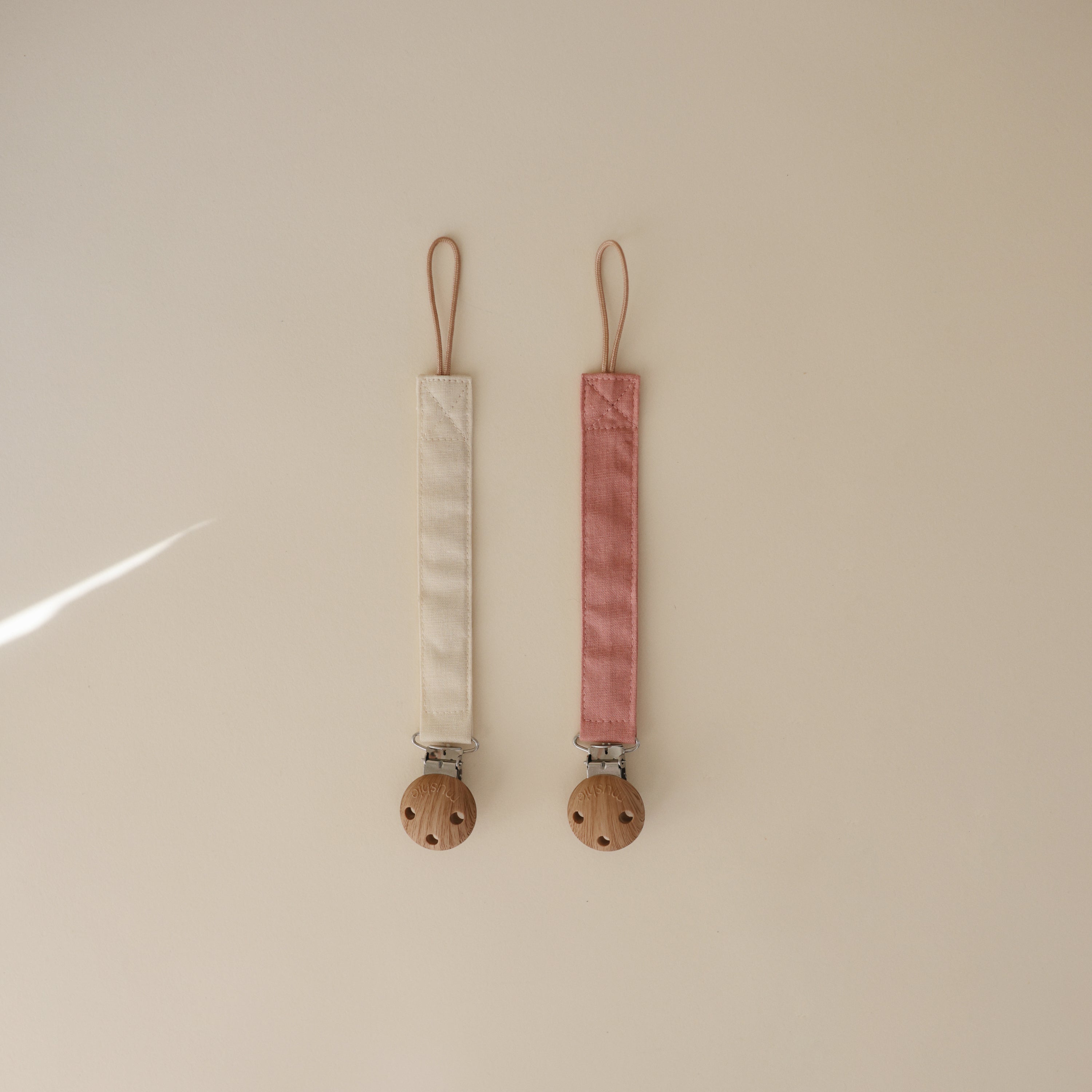 Image of Linen Pacifier Clip 2-Pack